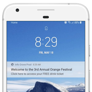 Info Grove App Notification Bar on Phone Lock Screen