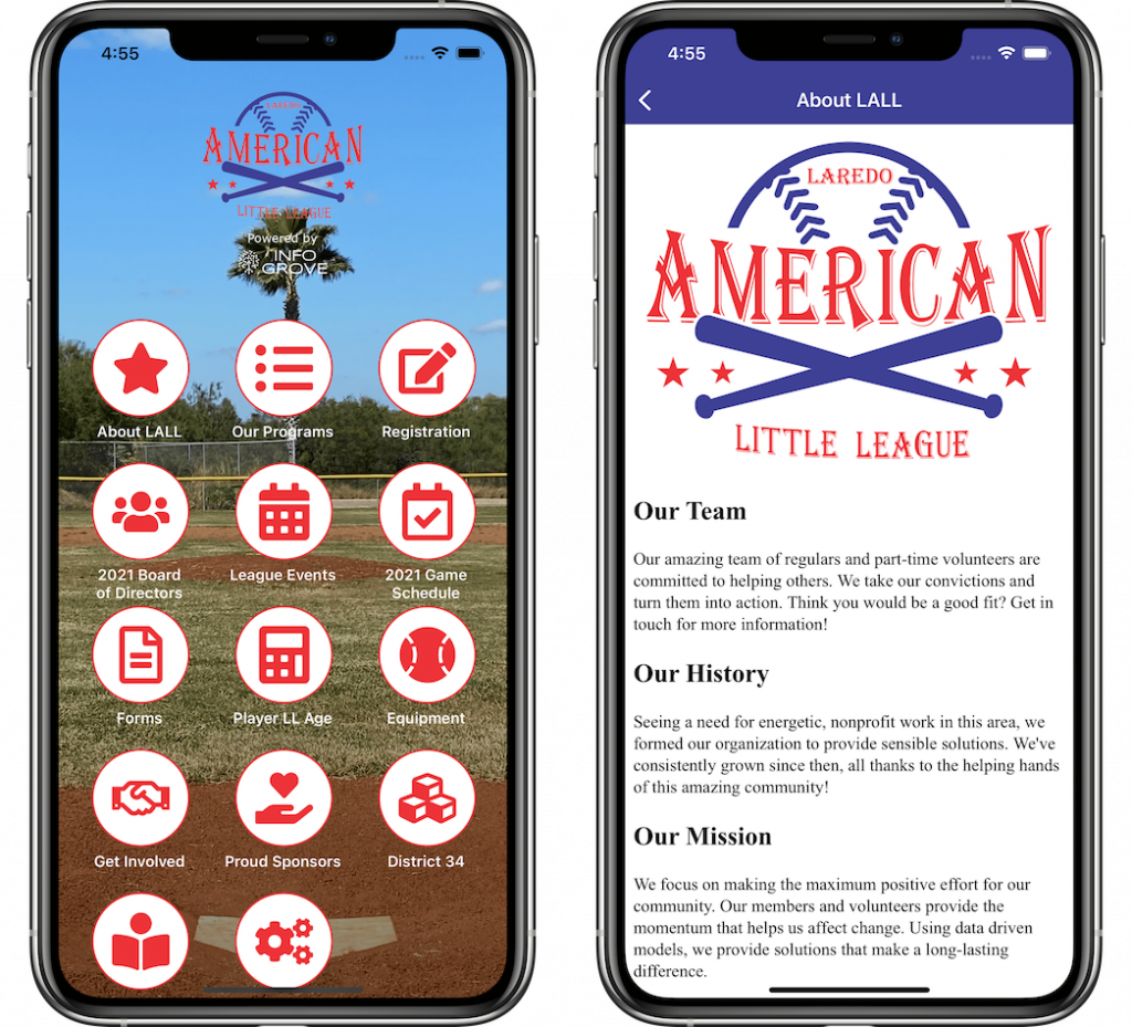 Info Grove Laredo Little League App Screenshots
