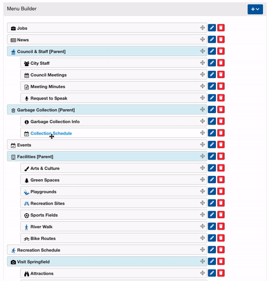 Info Grove App GIF Menu adjustment Demo